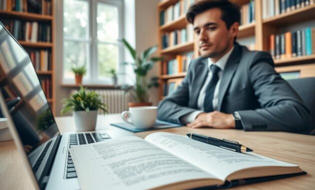 A professional workspace setting featuring a person in smart casual attire, focused on writing a script for a text-to-speech (TTS) application. In the foreground, a laptop with a neatly arranged notebook and pen lies open, displaying lines of text. The middle ground features a potted plant and a cup of coffee, adding warmth. The background shows a well-lit room with bookshelves filled with books on technology and writing. Soft natural light filters through a window, creating an inviting atmosphere. The camera angle is slightly elevated, capturing the essence of creativity and productivity in developing TTS scripts. The overall mood is focused, intellectual, and inspiring, perfect for illustrating the process of scriptwriting for TTS applications. A professional workspace setting featuring a person in smart casual attire, focused on writing a script for a text-to-speech (TTS) application. In the foreground, a laptop with a neatly arranged notebook and pen lies open, displaying lines of text. The middle ground features a potted plant and a cup of coffee, adding warmth. The background shows a well-lit room with bookshelves filled with books on technology and writing. Soft natural light filters through a window, creating an inviting atmosphere. The camera angle is slightly elevated, capturing the essence of creativity and productivity in developing TTS scripts. The overall mood is focused, intellectual, and inspiring, perfect for illustrating the process of scriptwriting for TTS applications.