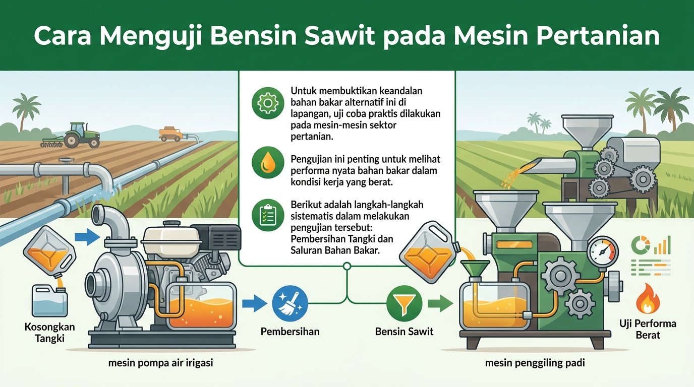 Cara Menguji Bensin Sawit pada Mesin Pertanian
